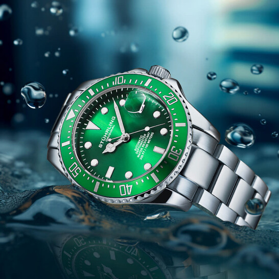 Stuhrling Original Aquadiver Automatic Green Dial Men's Watch
