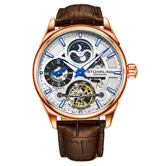 Stuhrling Original 3942 5 Automatic Skeleton Brown Leather  Stuhrling Original Watch display picture 1