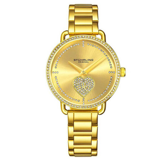 Stuhrling Original Vogue Gold Dial Yellow Gold-tone Ladies Watch