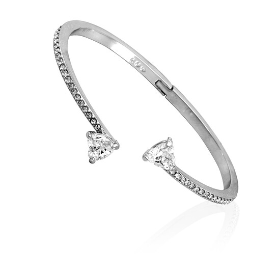 SWAROVSKI Mesmera Attract バングル Mサイズ Mesmera cuff, Mixed cuts, White, Rhodium plated | Swarovski