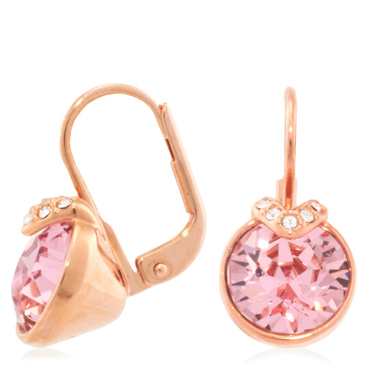 Swarovski Bella Pink Rose Gold-Tone Plated Roud Cut V Drop