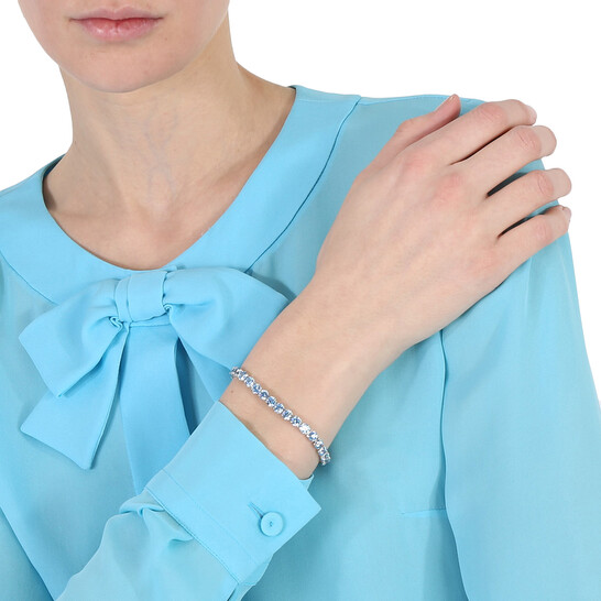 Swarovski Blue Rhodium Plated Round Cut Matrix Tennis