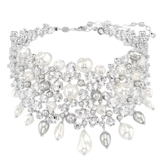 ★SWAROVSKI★ Constella Rose Gold Crystal Pearl Necklace 572 Constella pendant, Crystal pearl, Round cut, White, Rose