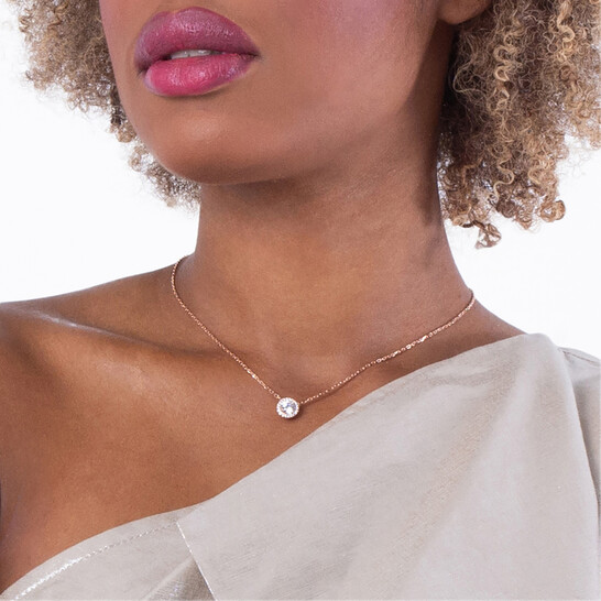 Swarovski Constella White Rose Gold-Tone Round Cut Pave