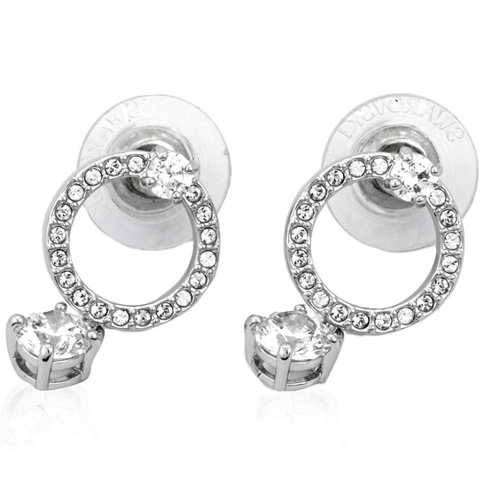 Swarovski Crystal Attract Circle Pierced Earrings White