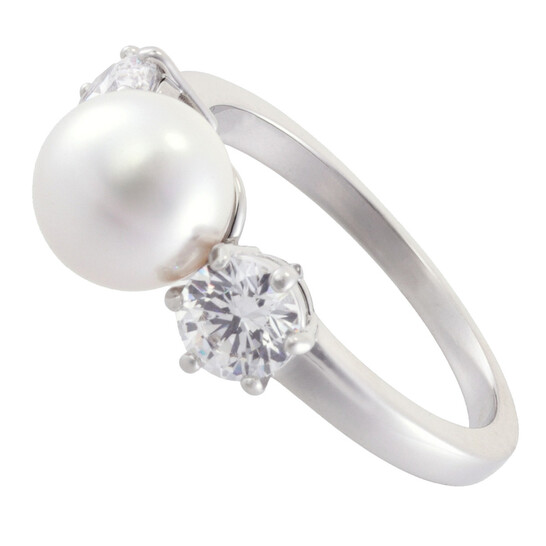 Swarovski Crystal Pearl Matrix Cocktail Ring, Size 52 (US