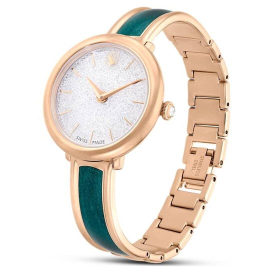 スワロフスキー　時計 Crystalline bangle watch, Swiss Made, Metal bracelet, Green