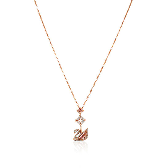 Swarovski Dazzling Swan Y Necklace, Pink, Rose-gold Tone
