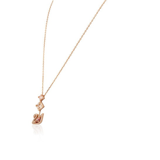 Swarovski Dazzling Swan Y Necklace, Pink, Rose-gold Tone