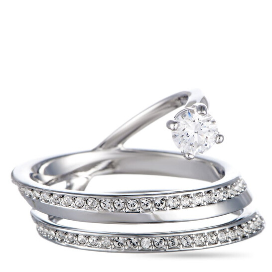 Swarovski Fresh Rhodium-Plated Crystal Swirl Ring 5235632
