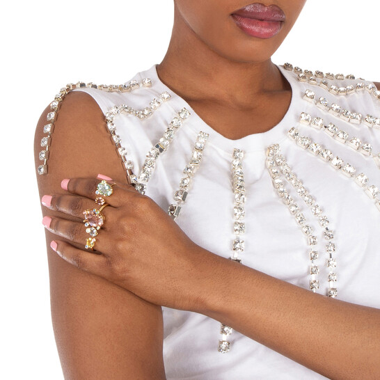 Swarovski Gema Multicolored Ring Set (3), Size 60 (US 8.75