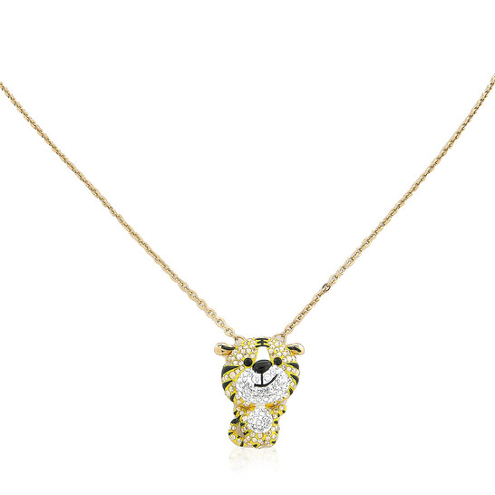 Swarovski Gold-Tone Plated Zodiac Tiger Pendant Necklace