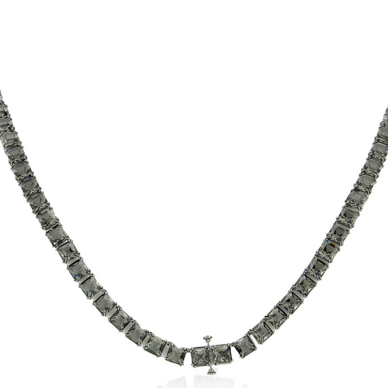 スワロフスキー SV925 Matrix Tennis necklace, Square cut, White, Rhodium plated | Swarovski