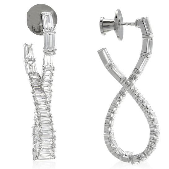 Swarovski Hyperbola Pierced Earrings Hoop L Twist Rhodium