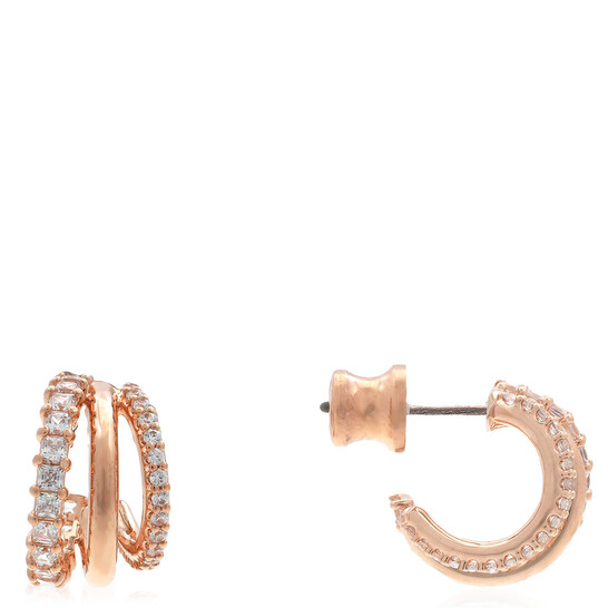 Swarovski Hyperbola Pierced Earrings Rose Gold Shiny Clear 5698702