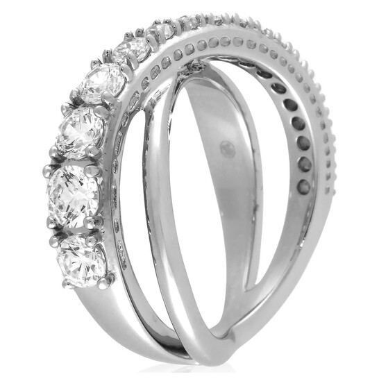 Swarovski Hyperbola Rhodium-Plated Ring, Size 58 5714954 - Jewelry