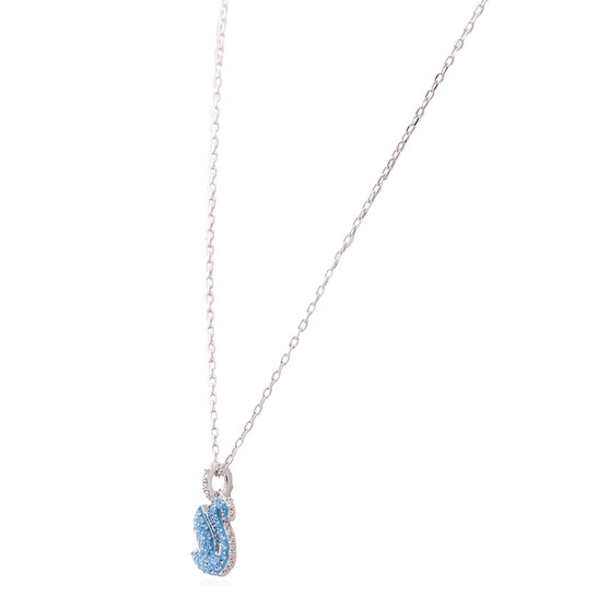 ★SWAROVSKI★ Swan Blue Rhodium Necklace XXS 5680422 Swarovski Iconic Swan Pendant Xxs Swan Rhodium Shiny