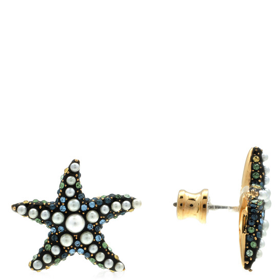 Swarovski Idyllia F Pierced Earrings Stud Starfish S Gold
