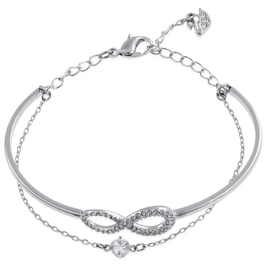 Swarovski Infinity Bangle, White, Rhodium Plated, M 5520584