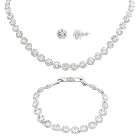 ⠉̮⃝︎︎ 綿毛 ⠉̮⃝︎︎ Swarovski Ladies Angelic White Rhodium Plated Round Cut Set