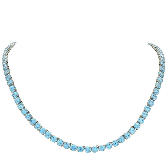 Swarovski Matrix Blue Round Cut Crystal Tennis Necklace 5661187