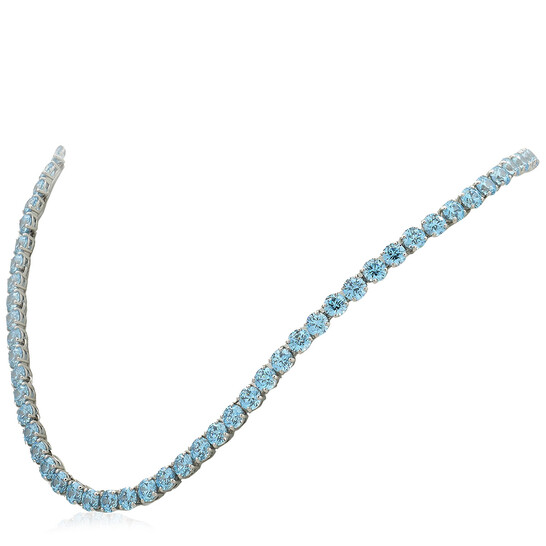★SWAROVSKI★ Matrix Tennis Blue Rhodium Necklace M 5661187 Swarovski Matrix Tennis necklace, Round cut, Medium, Blue
