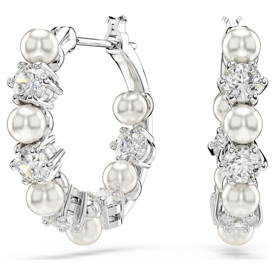 Swarovski Matrix Crystal-Pearl Hoop Earrings 5709256 9009657092568