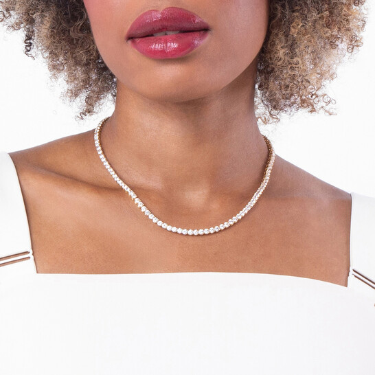 Swarovski Matrix Tennis Necklace S New Gold Shiny White 5681795