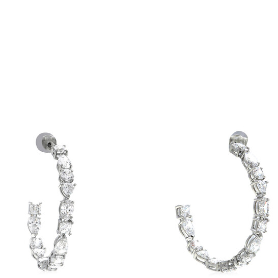 Swarovski Mesmera Pierced Earrings Hoop Rhodium Shiny White
