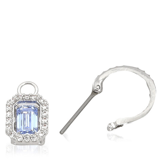 Swarovski Millenia Blue Rhodium Plated Octagon Cut Drop