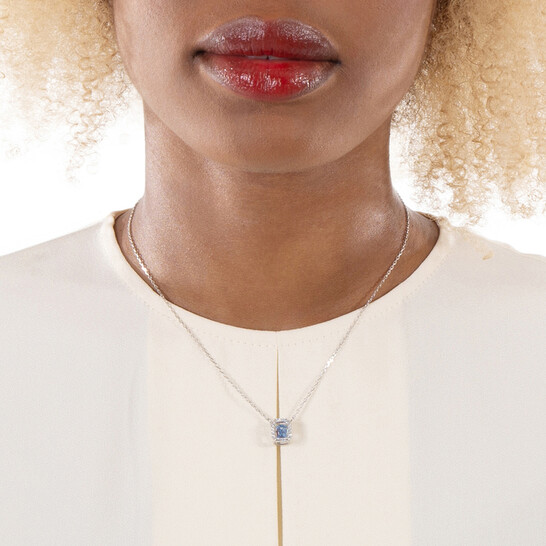 ★SWAROVSKI★ Una Blue Rhodium Necklace 5614926 Una necklace, Octagon cut, Blue, Rhodium plated | Swarovski
