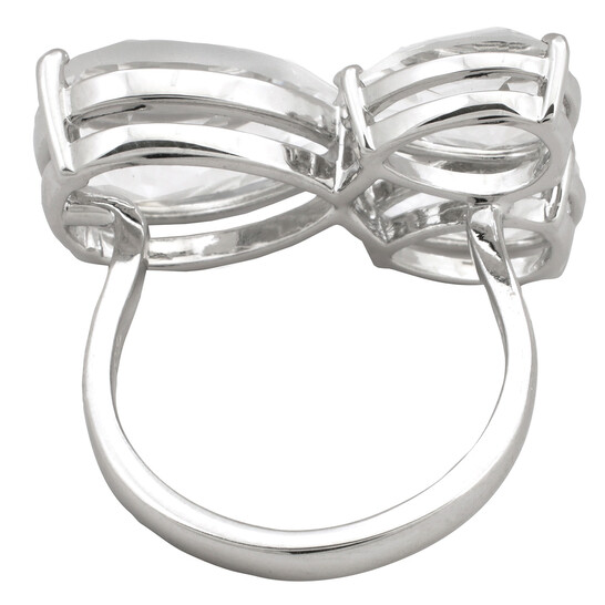 スワロフスキー　Millenia リング サイズ58 Millenia open ring, Octagon cut, Blue, Rhodium plated