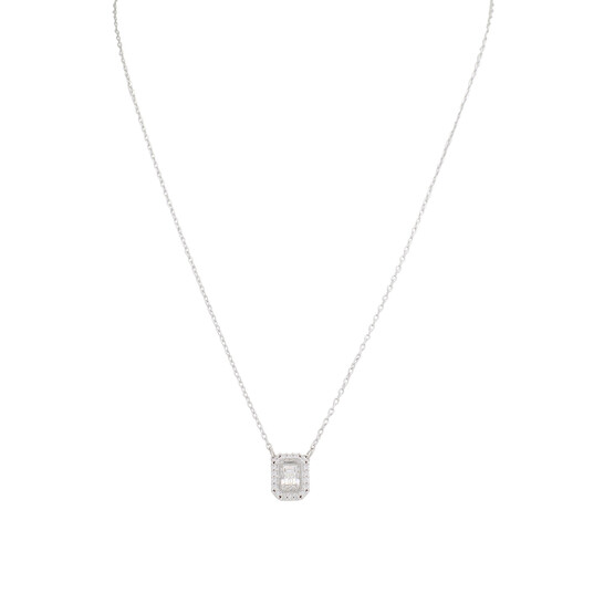 【SWAROVSKI】 Una Pendant 5599177 Swarovski Millenia Square Zirconia Necklace, White 5599177
