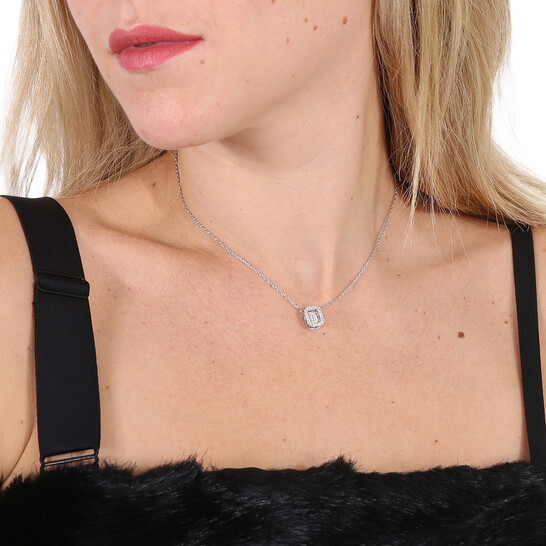 SWAROVSKI｜ (Una Pendant (5599177)) Una pendant, Octagon cut, White, Rhodium plated | Swarovski