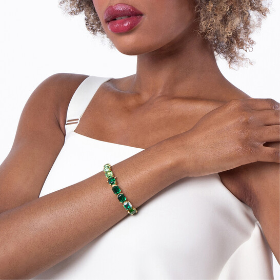 Swarovski Millenia Tennis Octagon Cut Green Bracelet, Size Medium