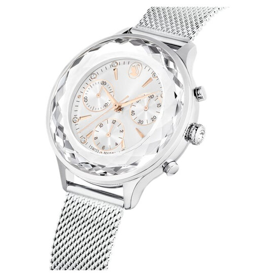 SWAROVSKI スワロフスキー 腕時計 クロノグラフ シルバー ホワイト Swarovski Nova Chrono Chronograph Quartz Silver Dial Watch 5677503