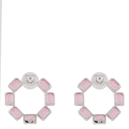 スワロフスキー Swarovski ミレニアフープピアス 5614296 ピンク Swarovski Pink Millenia Rhodium Plated Octagon Cut Hoop