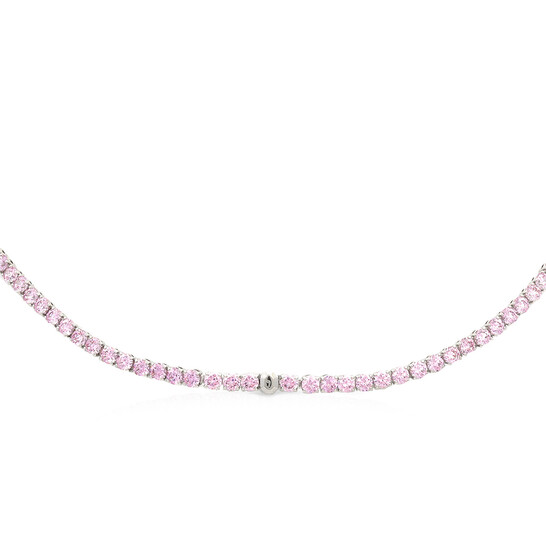 Swarovski Pink Rhodium Plated Round Cut Matrix Tennis