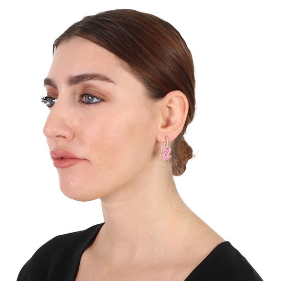 Swarovski Pink Rose Gold-Tone Plated Iconic Swan Drop Earrings