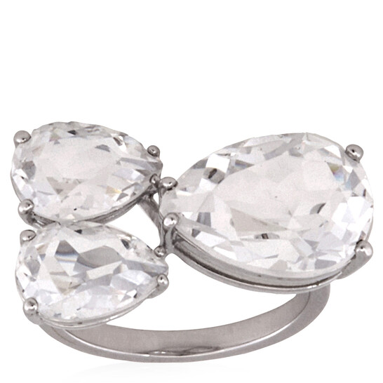 Swarovski Rhodium Plate Millenia Pear Cut Crystal Cocktail