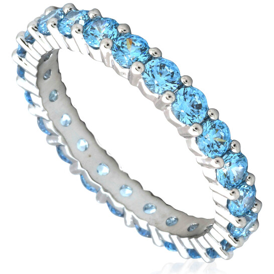 Swarovski Rhodium Plated Blue Round Cut Matrix Ring - 546x546