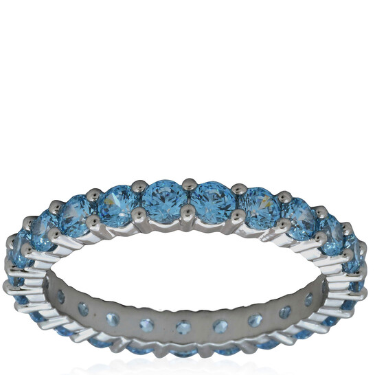 Swarovski Rhodium Plated Blue Round Cut Matrix Ring - 546x546 Image #3