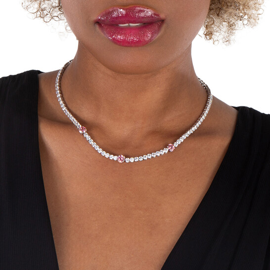 Swarovski Rhodium Plated Matrix Tennis Necklace 5666165