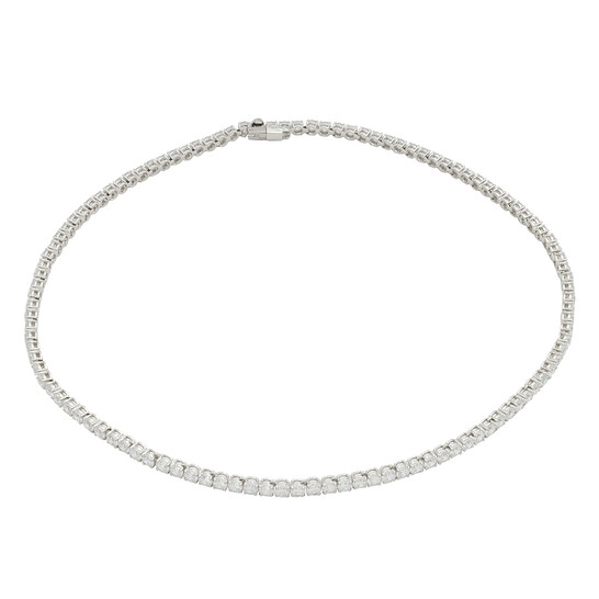 swarovski Matrix Tennis set 5647730 ネックレス ピアス セット Matrix Tennis set, Round cut, White, Rhodium plated | Swarovski