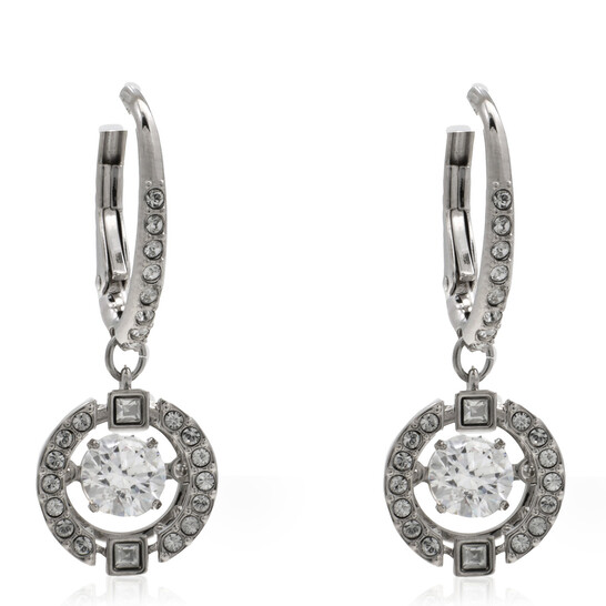 Swarovski Rhodium Plated White Sparkling Dance Pierced Earrings
