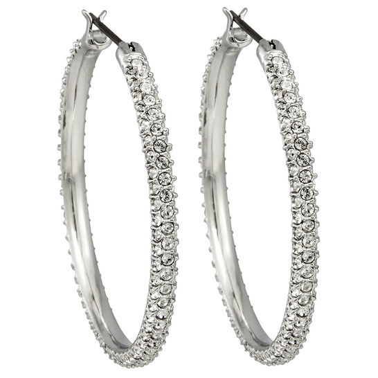 Swarovski Rhodium-Plated Hoop Earrings 5389432 768549782596