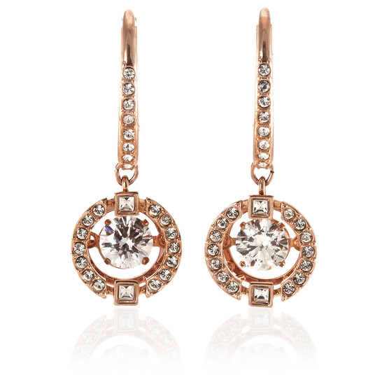 Swarovski Rose-gold Tone Plated Sparkling Dance Pierced Earrings