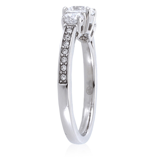 Swarovski Silver,Tone Round Cut Attract Trilogy Ring, Size 50 (US 4.75 ...