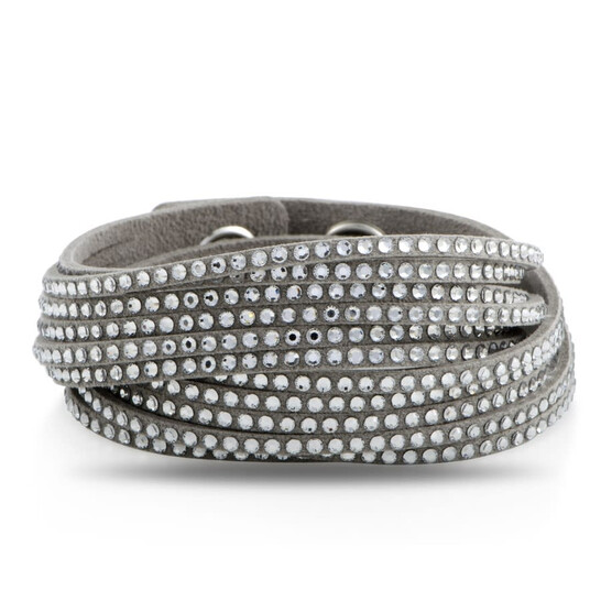 Swarovski Slake Grey in Suede Wrap Bracelet 5181989 M Medium