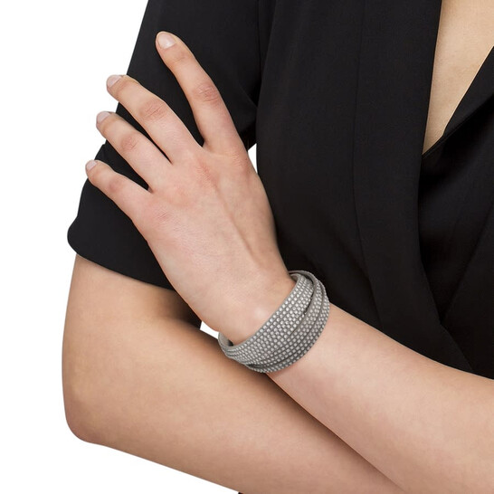 Swarovski Slake Grey in Suede Wrap Bracelet 5181989 M Medium
